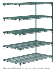 Metro Super Adjustable Super Erecta 5AA357K3 5-Shelf Industrial Wire Shelving Add-On Unit, Metroseal Green Epoxy, 18" x 48" x 74"