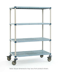 MetroMax Q MQ-183668G-MP-4 4-Shelf Industrial Plastic Shelving Mobile Cart, Open Grid Shelves, 18" x 36" x 68"