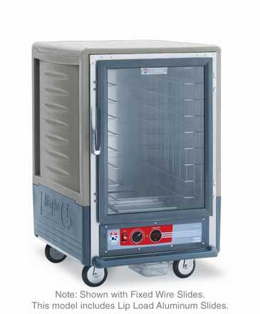 Metro C535-HXFC-L-GYA C5 3 Series Insulated Holding Cabinet, 1/2 Height, Full Length Clear Door, Lip Load Aluminum Slides, 220-240V, 50/60Hz, 1681-2000W, Gray