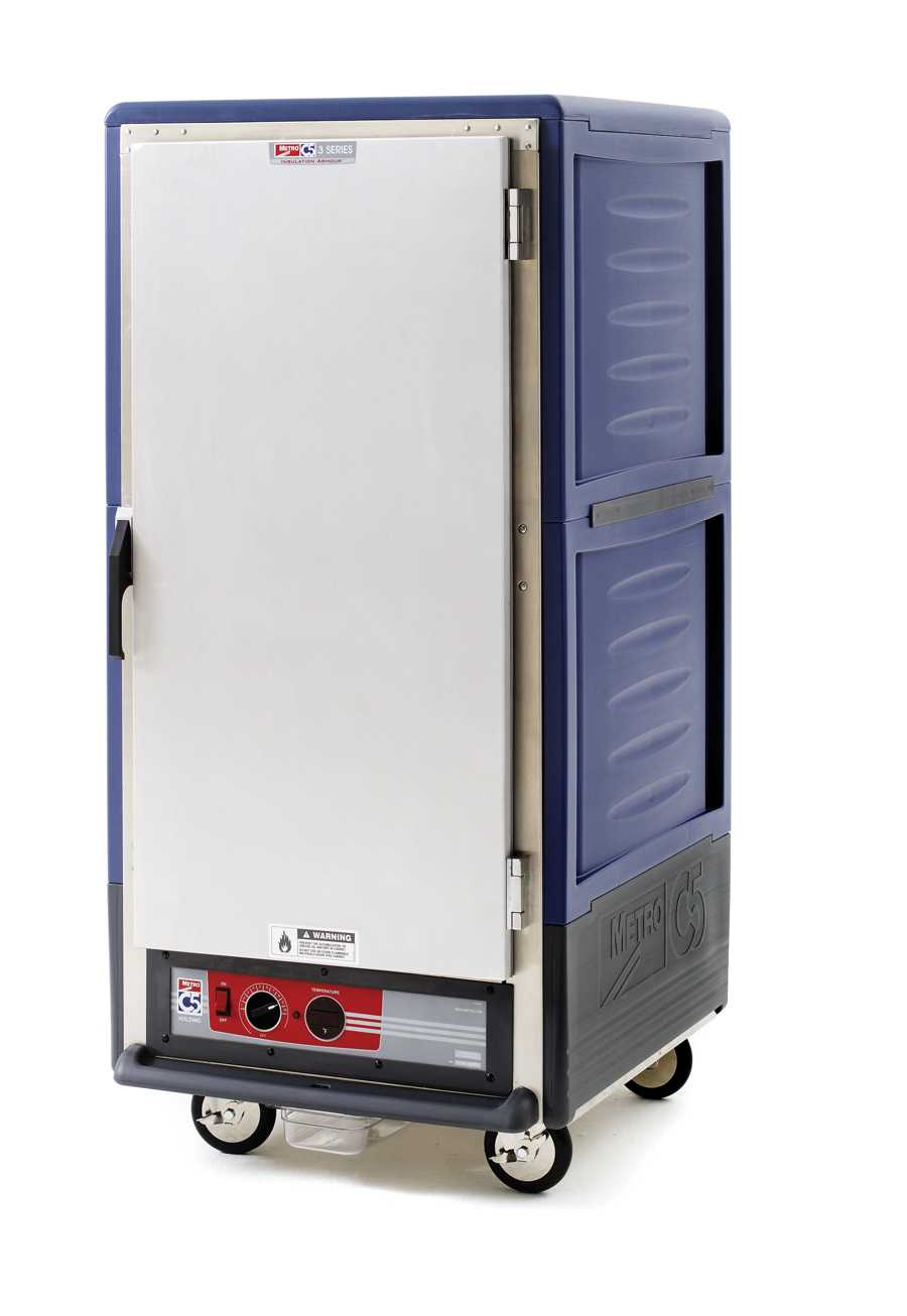 Metro C537-HLFS-L-BUA C5 3 Series Insulated Holding Cabinet, 3/4 Height, Full Length Solid Door, Lip Load Aluminum Slides, 120V, 60Hz, 1440W, Blue