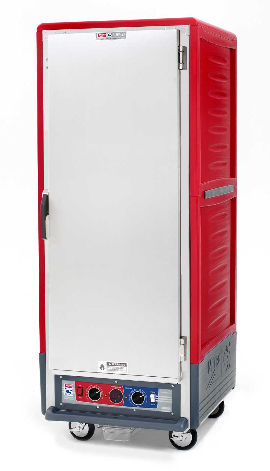 Metro C539-CFS-L C5 3 Series Insulated Holding/Proofing Cabinet, Full Height, Full Length Solid Door, Lip Load Aluminum Slides, 120V, 60Hz, 2000W, Red