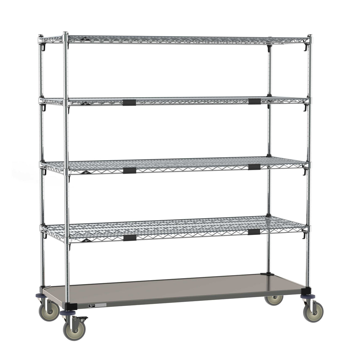 Metro ECM56XA Super Adjustable Super Erecta Par Level Cart, Stainless Steel Bottom Shelf, 24" x 60"